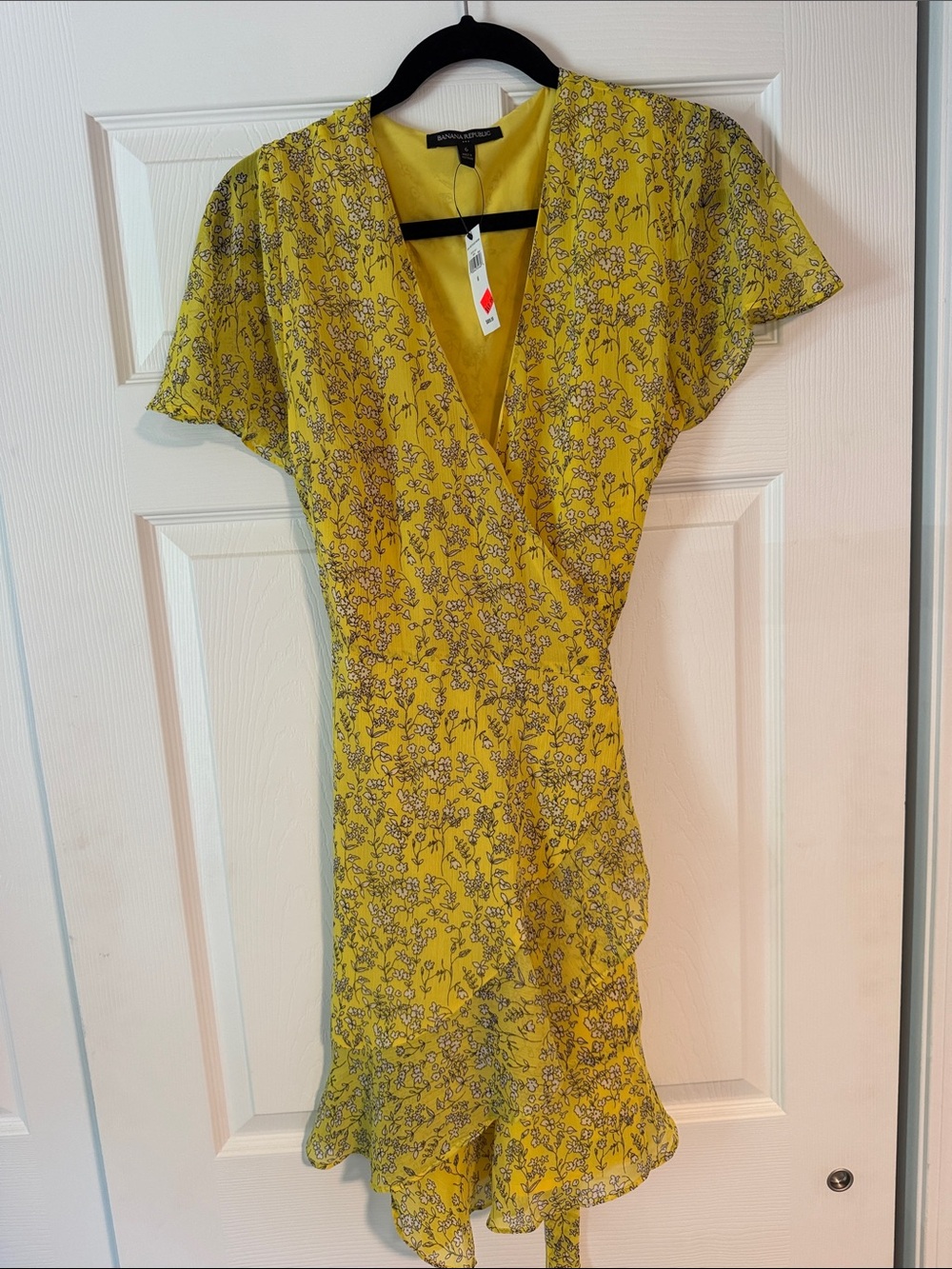 Banana Republic Yellow Floral Wrap Dress